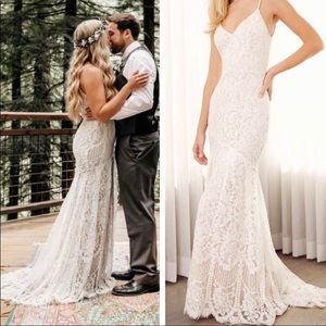 SOLD Lulu’s White Flynn Lace Wedding Gown Size XS